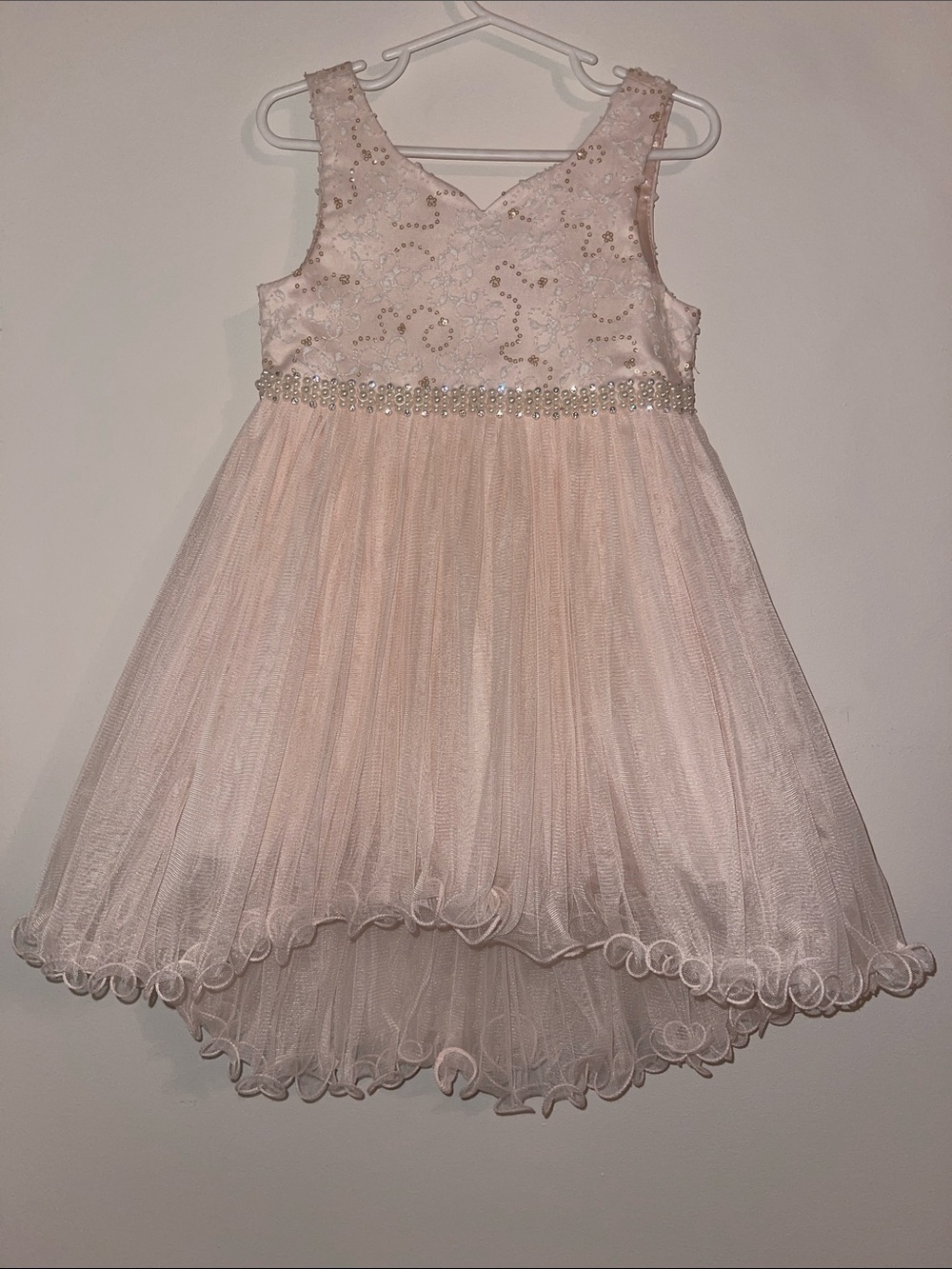 American Princess Light Pink Beaded Tulle Party Dress for Girls